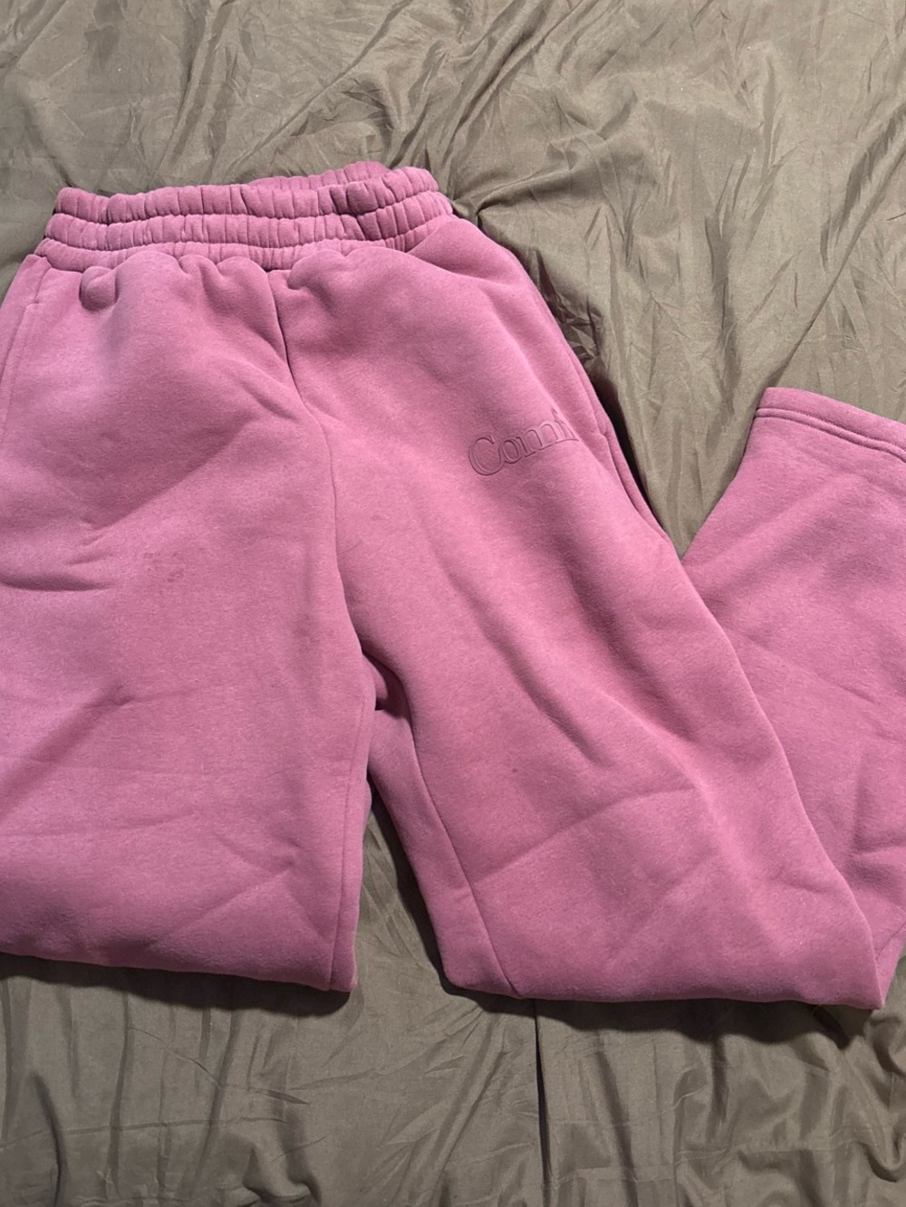 Cozy Pink Fleece Sweatpants with Subtle Embroidered Logo